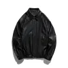 black Red Faux Leather Jacket Coat Men Vintage Turn-down Collar Raglan Sleeve Motorcycle Clothing Fi Oversize Outerwear 80W5#
