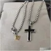 Pendant Necklaces Cross Necklace For Men Dy Jewelry Retro Vintage Designer Mens Chain Sier Man Chains Boyfriend Birthday Party Gift Otluu