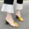 Pantoufles d'été à talons hauts pour femmes, sandales à la mode, couleurs acidulées, chaussures décontractées, couleurs mélangées, argent 2024