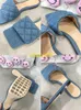 Lido Mule sandals Botteg Veneta Slifori quadrati tacchi alti sandali in denim slim High Teli Slifori Slifori femminili Summer Spicy Girls High High have Hbiu