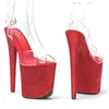 Dansskor Leecabe 20cm /8inch Pole Heel Sexy Ladies Red Glitter High-Heeled Sandal Shoe Platform Dancing