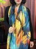 Foulards femme à la mode plume de paon haut de gamme soie automne hiver écharpe polyvalente pour la protection du cou