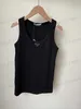 Dames Tanks Camis Zomer tanktop dames designer mode gebreid mouwloos vest geborduurd geweven band shirt T240327