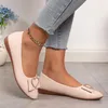 Dames grande taille chaussures simples couleur Pure nœud papillon strass talon bas fond plat chaussures simples femmes femmes mocassins blancs 240314