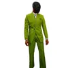 Costumes pour hommes verts sur mesure 2 pièces Blazer pantalon un bout mince sans revers Busin brillant marié de mariage sur mesure grande taille P5SJ #