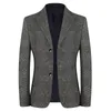 2023 Ny FI Casual Busin Dr Men Plaid stripe blazer coat Cott Slim England Suit Blaser Masculino Male Jacket Blazer J56p#