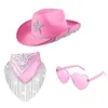 Basker 3st vuxna hjärtat solglasögon Kerchiefs Cowboy Hat Set Carnivals Sunproof Woman With Diamond Star för camping