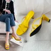 Hausschuhe Women'sShoes Karree Casual 2024 Luxus Block Sommer Gummi Grundlegende Stoff Mode Ferse Römischen Slipper Frauen