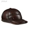 Ball Caps Brand Winter Genuine Leather Black Brown Baseball Caps For Man Women Casual Street Outdoor Hockey Golf Gorras Real Cowhide Hat 24327