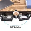 Cestas 2 em 1 sob organizador de mesa com suporte de copo 360 gaveta de lápis giratória com braçadeira de mesa material de escritório organizador de mesa de papelaria