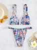 Maillots de bain pour femmes Sexy Abstract Print Bikini 2024 Mujer Femmes Maillot de bain Push Up Soutien-gorge Micro Brésilien Cut Out Maillot de bain String