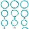 Beaded Bohemian Natural Stone Beads Bracelets Lucky Charm 8Mm Blue Turquoises Couple Jewelry Bracelet Hand Chain For Drop Delivery Dhngm