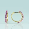 Hoop Huggie Earrings Gems Beauty 14K Gold Filled Sterling Sier For Women Handmade Round Lab Pink Sapphire Hies Drop Delivery Jewelry Ot5U8
