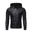 Hood Mens Leather Jacket Motorcykel Vinter Autumn Fleece Warm Pu Biker Vintage Coat Man Moto Casual Slim Pilot Läderjackor N9SD#