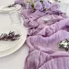 Wholesale 6pcs Gauze Table Runner Wedding Sage SemiSheer Vintage Cheesecloth Dining Party Christmas Banquets Arches Cake Decor 240325