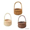 Storage Baskets Hand-Woven Rattan Flower Basket Natural Home Kitchen Garden Vegetable Storage Container Planter Holder Wedding Ceremony Basket