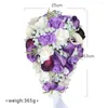 Fleurs décoratives Bouquets de mariage blanc violet Calla Lily goutte d'eau cascade artificielle pour anniversaire douche nuptiale