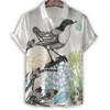 Camicie casual da uomo Moda Animale Stampa 3d Camicia hawaiana Uomo Estate Uccelli Modello Maniche corte Risvolto T-shirt Harajuku Street Bottone Allentato