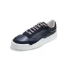 Casual Shoes 2024 Summer Match Color äkta läder Andningsfulla man Fodon koreanska spetsar upp Harajuku Sapatillas Hombre