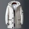 2024 nowe kurtki zimowe mężczyźni białe kaczki ciepłe z kapturem LG Down Jackets Autumn Casual Top Parka Male Black Puszysty płaszcz beżowy żółty s8ic#