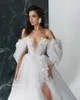 Graciful 3D Flowerwedding klänningar med löstagbara ärmar Bröllopsklänningar Sweetheart Bridal Dresses Open Back Appliqued240327