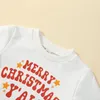 Giyim Setleri 2024 0-5y Bebek Kız 2 PCS Noel Kıyafetler Uzun Kollu Sweatshirt Üstler Santa Flare Pants Set Toddler Sonbahar Giysileri