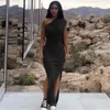 Sexy bodycon maxi-jurk met split 456839