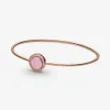 عالية التلميع 100 ٪ 925 Sterling Silver Pink Dwirl Bangle Rose Gold Bracelets Fashion Women Wedding Engagement Jewelry Associory318O