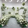 Purple Green Artificial Flower Row Arrangement Wedding Road Lead Table Flower Wedding Arch Layout Party Flower Wall Decoration 240323