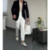 2023 Busin FI rozciąganie Cott Slim Brand Moders Mężczyzna Nowy projekt mężczyzn Mężczyzny Wysokie talia Spodnie Solidne spodnie do garnituru Busin C75 K16E#