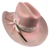 Basker Feather Strap Cowboy Halloween Party Costume Hat Vintage Ejressed Top