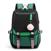 学校のバッグはファッションブラックピンクのティーンバックパックティーンエイジガールズUSBポートキャンバススクールバッグ学生帳バッグモキラのために大きい