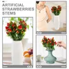 Dekorative Blumen, 5 Stück, künstliche Erdbeeren, künstliche Früchte, Zweige, Vasen, Heimdekoration, Stiele, künstliche Erdbeeren aus Kunststoff