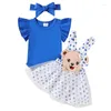 Ensembles de vêtements pour bébés filles, jupe à bretelles, tenue d'été, manches, barboteuse à pois, robe bandeau, 3 pièces