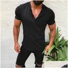 T-shirt da uomo T-shirt da uomo T-shirt a maniche corte con scollo a V sottile moda casual europea e americana Abbigliamento Drop Delivery Abbigliamento Panno Dh2Mv