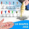 36/60/72 / 84Pcs Gancho de pesca no gelo de inverno Glow ice jig isca 1.2-2.6g Jigging Isca de pesca gabaritos de gelo para tipo de peixe panfish equipamento de pesca 240321