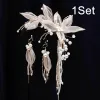 Hårklämmor Barrettes Fashion Champagne Flower Tassel Clip Set Bridal Party Decorations Po Side Ladies Elegant Accessories Drop Deliver Otqsh