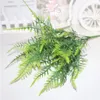Fleurs décoratives en plastique vert bureau à domicile fougère plantes de buisson intérieur/extérieur 7 tiges décors de Table verdure feuillage herbe feuille artificielle