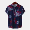 Мужские повседневные рубашки, модная рубашка с 3d принтом гавайских растений и цветов для мужчин, летние топы с короткими рукавами, уличная блузка с лацканами, одежда