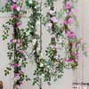 Decorative Flowers Artificial Rose Vine Simulation Flower Silk Stripe Decoration Fake Plant Garden Wedding Decorations Home Accessories