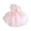 Dog Apparel Pretty Pet Princess Dress Fine Workmanship Small Pink Fastener Tape Organza Supplies