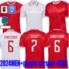 2024 Maillot de football du Danemark 24 25 euros ERIKSEN HOME ROUGE AWAY BLANC KJAER HOJBJERG CHRISTENSEN SKOV OLSEN BRAITHWAITE DOLBERG Chemises de football