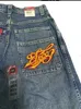 JNCO Jeans Y2K Harajuku Hip Hop Letter broderad Vintage Baggy Denim Pants Mens Goth High midja breda byxor 240315