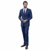 Fi Navy Blue Mens Suit Slim Fit Notched Lapel Busin Blazer Wedding Groom Tuxedo Terno Masculino 2ピースセットジャケットパンツ42HH＃