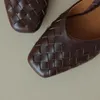 Повседневная обувь, женская ультрамягкая обувь из натуральной кожи с квадратным носком, удобная плетеная обувь в стиле ретро на низком каблуке-оксфорде на плоской подошве