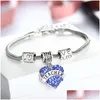 Bracelets de charme Entier Coeur Bleu Cristal Professeur Cadeaux Bracelet Bracelet Enseignants Souvenirs297Q Drop Livraison Bijoux Othuw