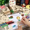 Toys Montessori Intelligence Ritning Stencils Kit för barn Trä DIY Målningsmall Lärande Utbildningsleksaker Barn Upptagen styrelse 24327