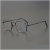 Fashion Sunglasses Frames 55045 Pure Titanium Glasses Frame Retro Round Prescription Eyeglasses Women Men 2023 Vintage Myopia Optical Otlie