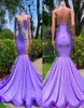 Crystal Purple Mermaid Prom Dresses 2023 Halter Backless Long Evening Dress Black Girls Beed Party Wear Robe de Soiree restidos 9275904