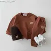 Giyim setleri yürümeye başlayan kıyafetler bebek erkek çocuk eşofman sevimli ayı kafa nakış sweatshirt ve pantolon 2 adet spor takım elbise moda kızlar kıyafetleri